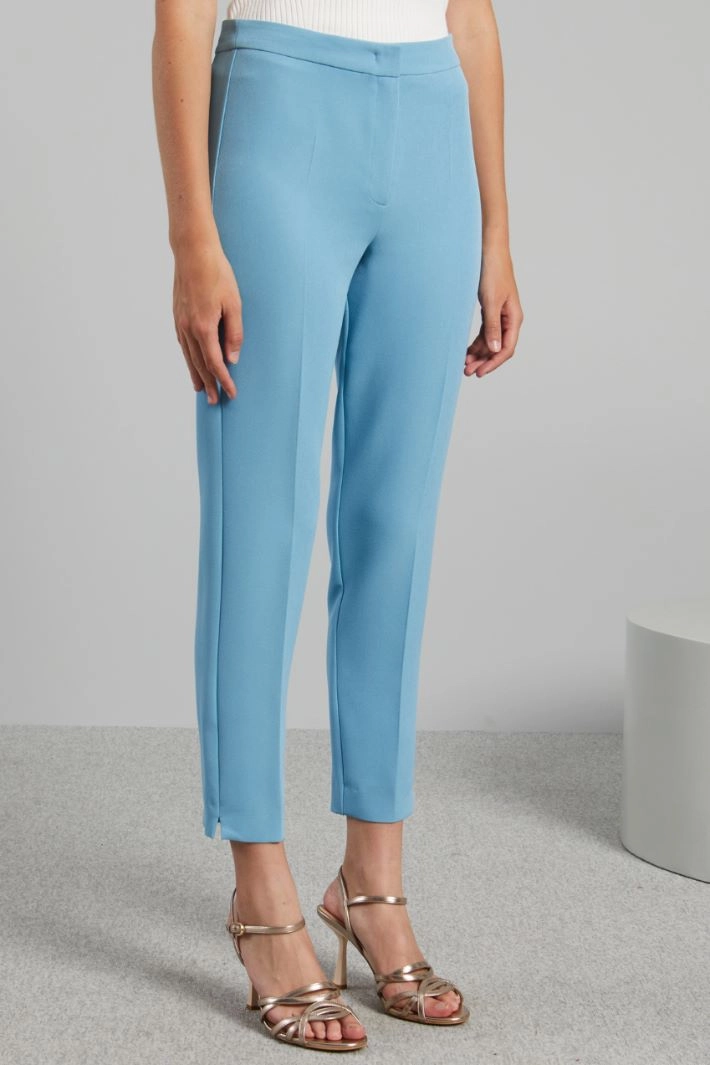 Trousers with slits at hem - LIGHT BLUE