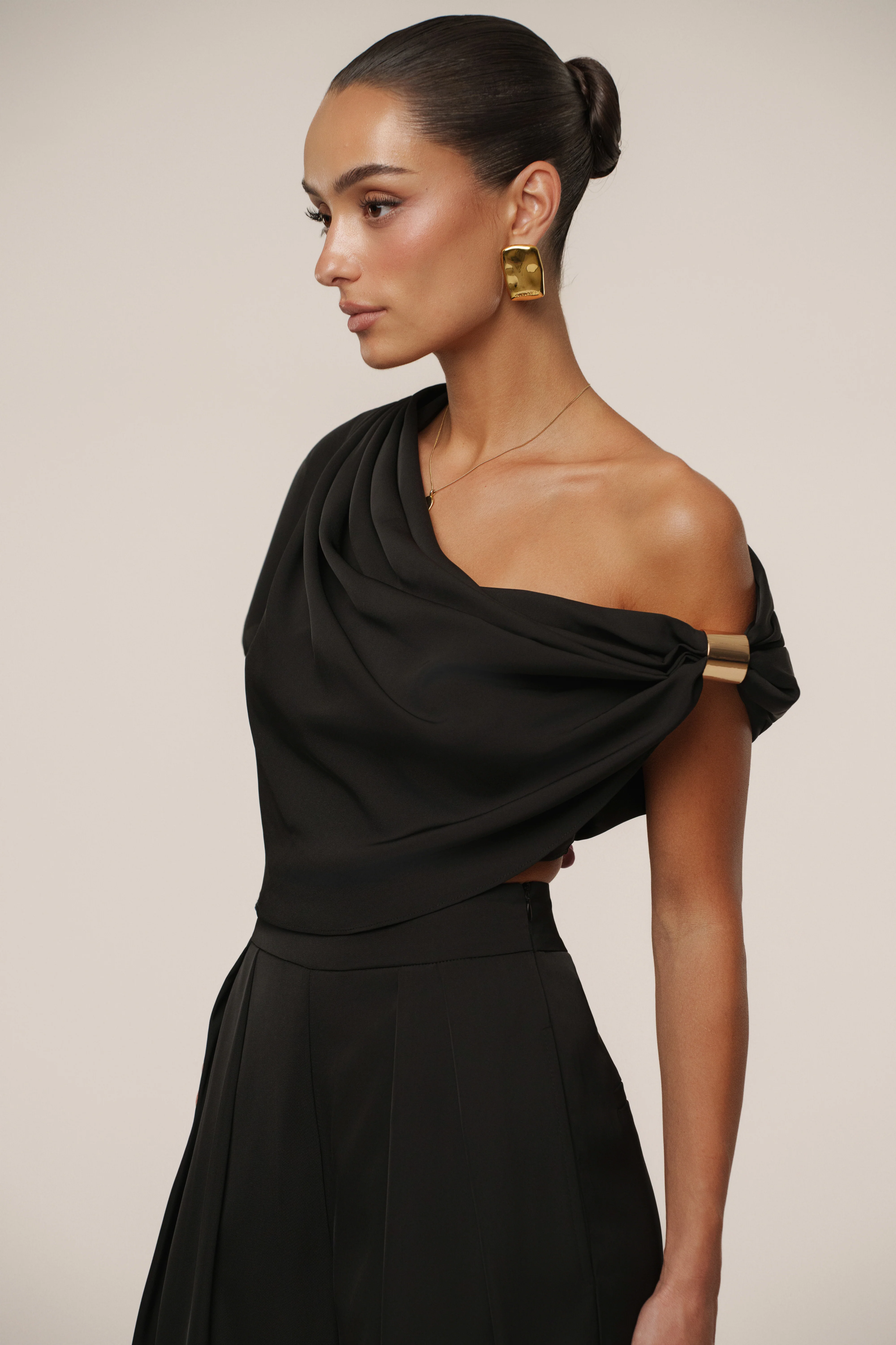 Black Gleam and Glow Satin Top