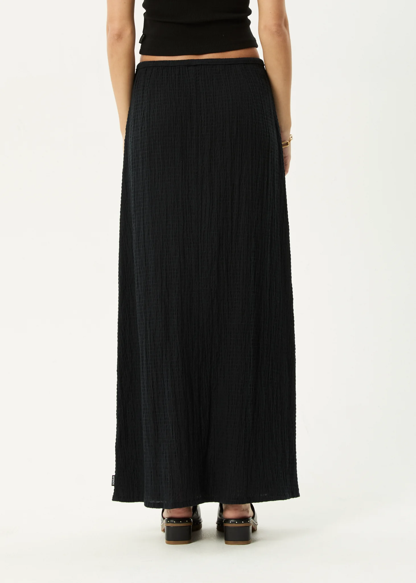 AFENDS Womens Frida - Seersucker Maxi Skirt - Black