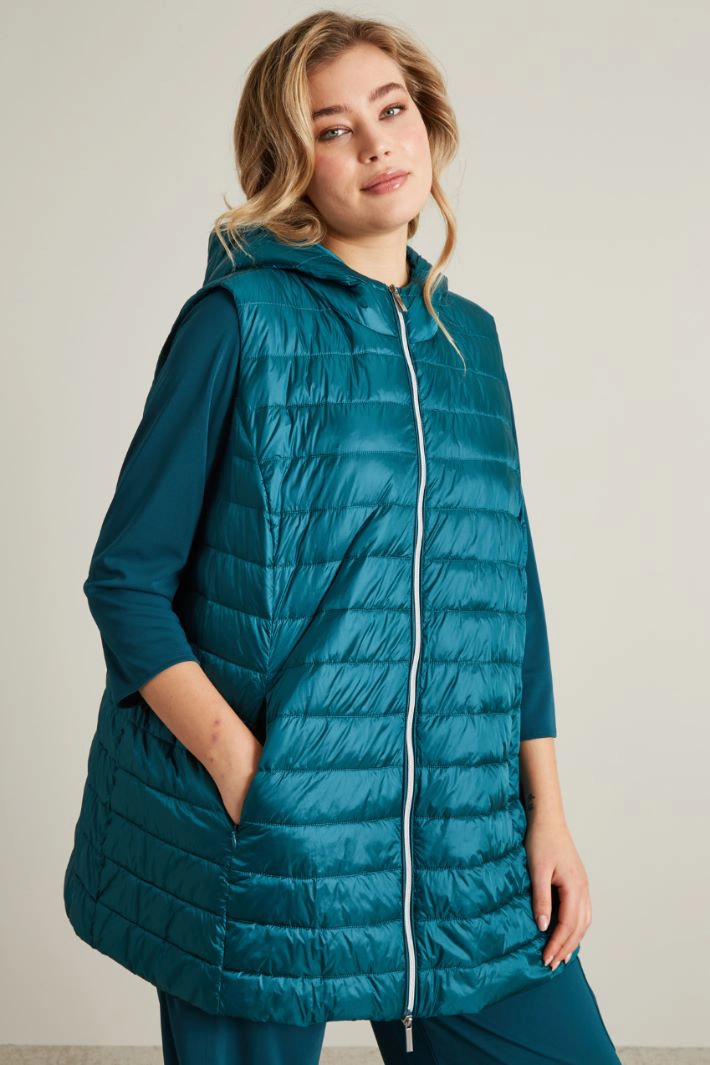 Water-repellent nylon gilet - GREEN  WATER