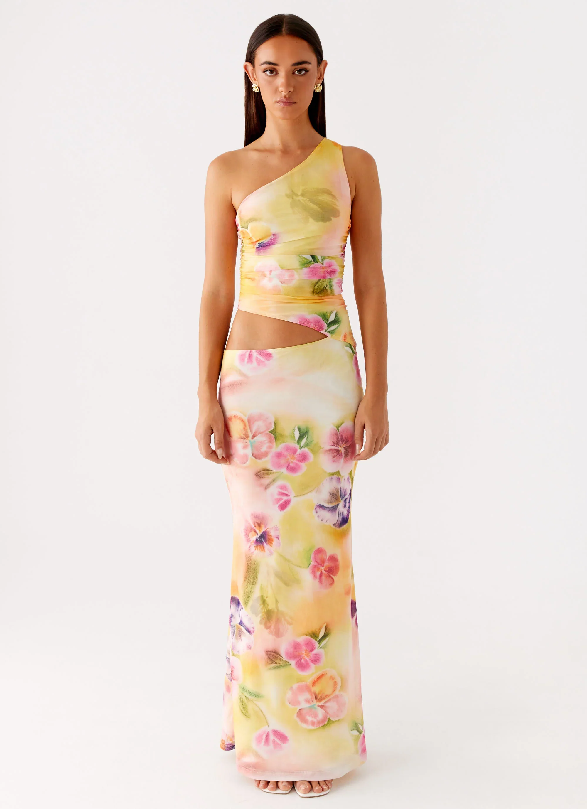 Seranella One Shoulder Maxi Dress - Sunburst Floral