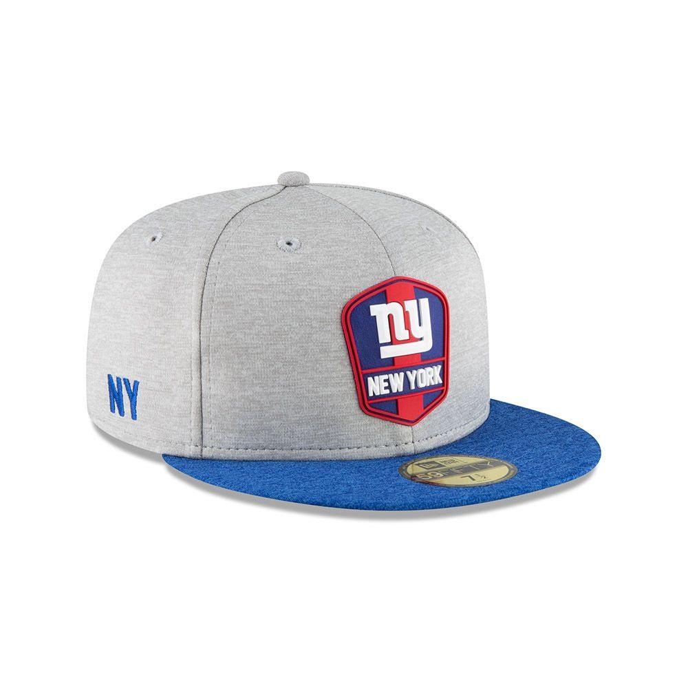 New York Giants 2018 NFL Sideline 59FIFTY Fitted Cap Road