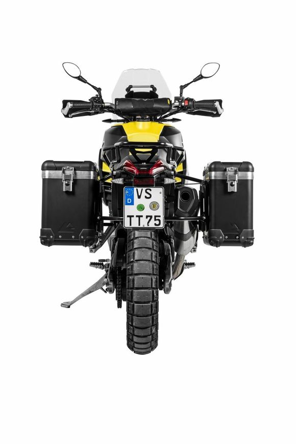Touratech ZEGA Pro 31/38 suitcase - Black support included - Gray anodizedAPRILIA 660 TUAREG 660 - 2021 - 2026Ref: Trt01862A / 01-415-5781-0