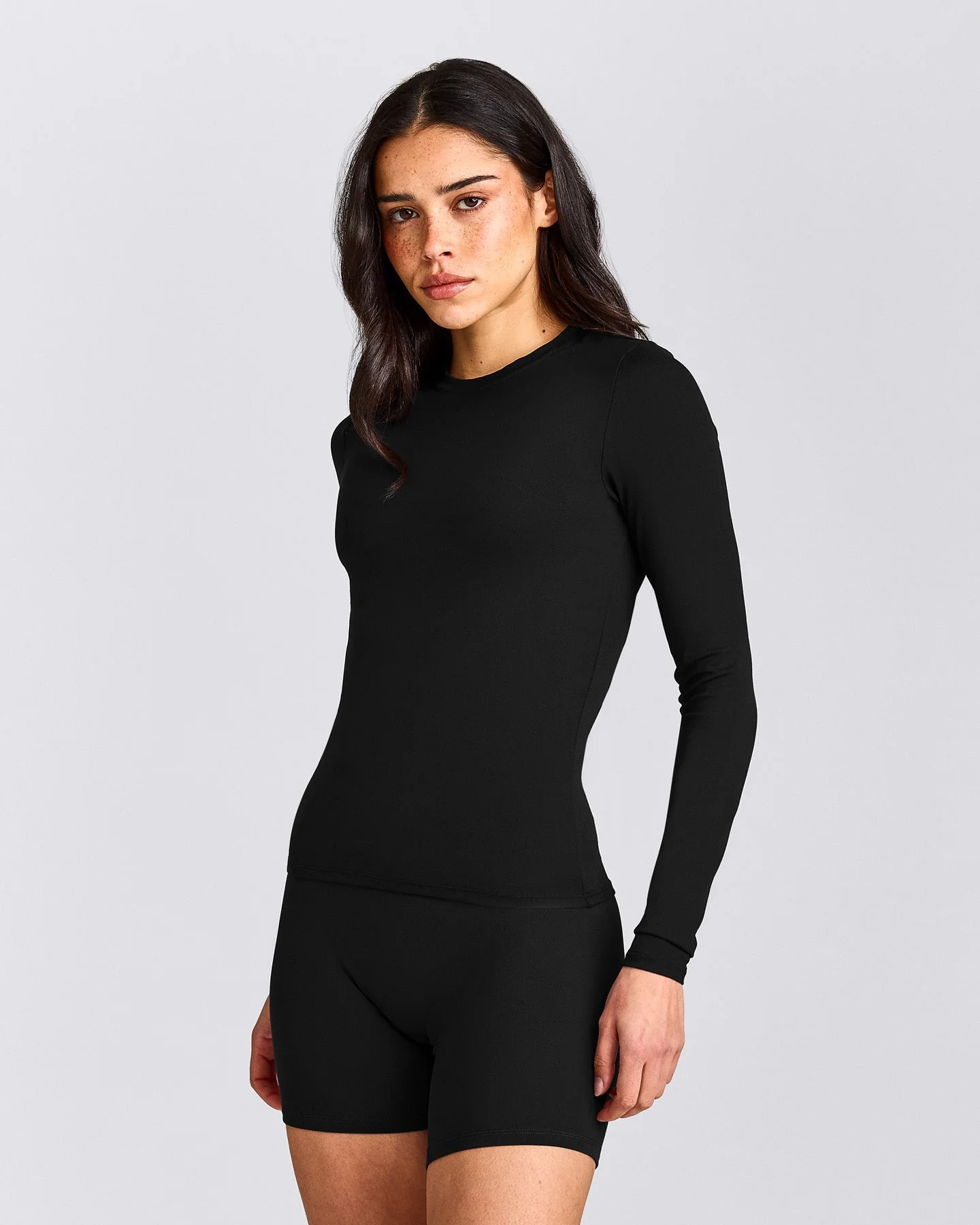 SoftMotion™ Long Sleeve Top with Grey Logo | Black
