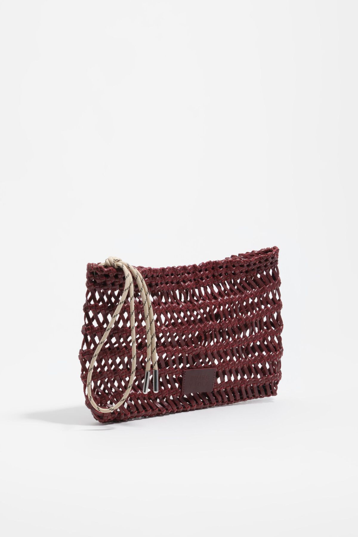 Dark cherry plaited leather handbag