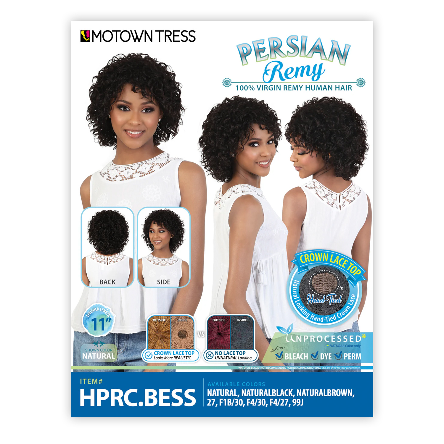 Motown Tress Unprocessed Persian Virgin Remy Human Hair Wig HPRC.Bess