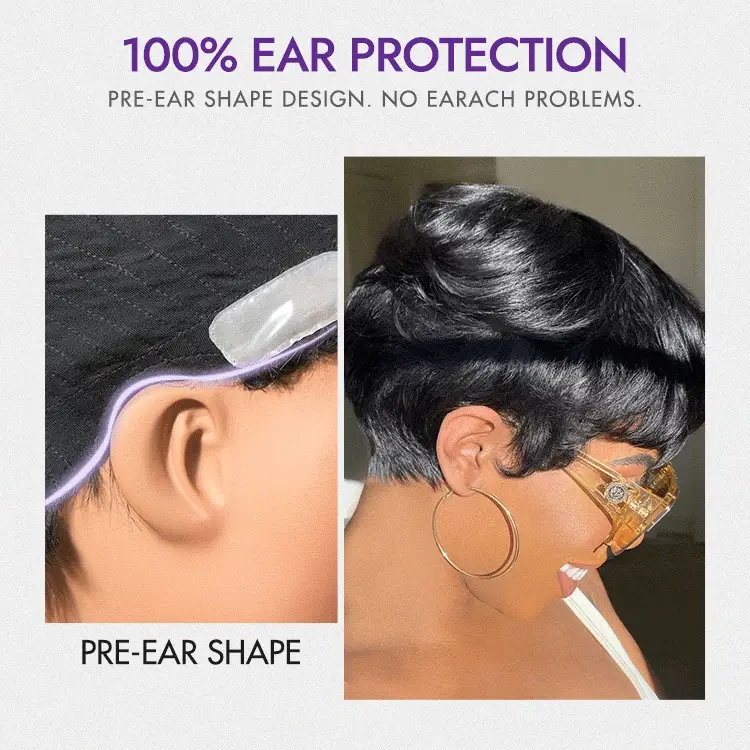 Throw On & Go Short Cut with Bangs Wig Ultra Comfort Skin-Like Soft Care Glueless Wig Hair Loss Friendly