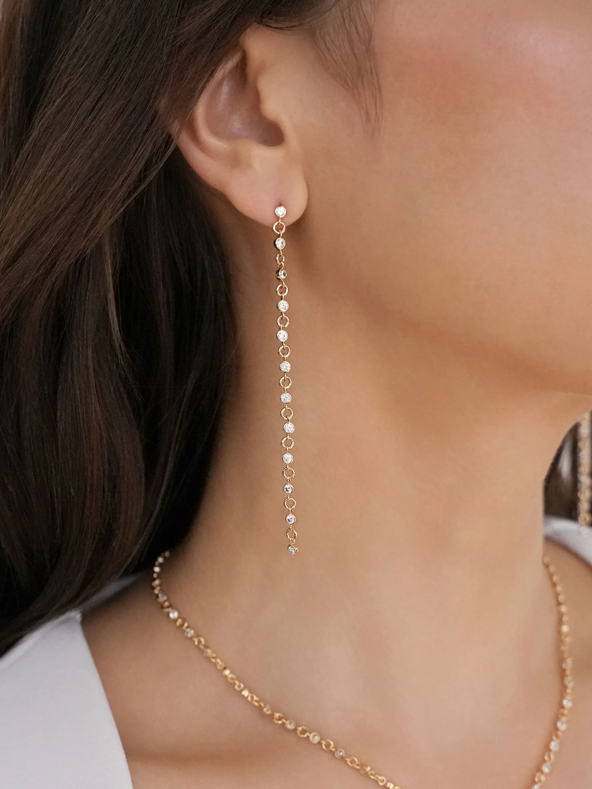 Dainty Linear Crystal Earrings