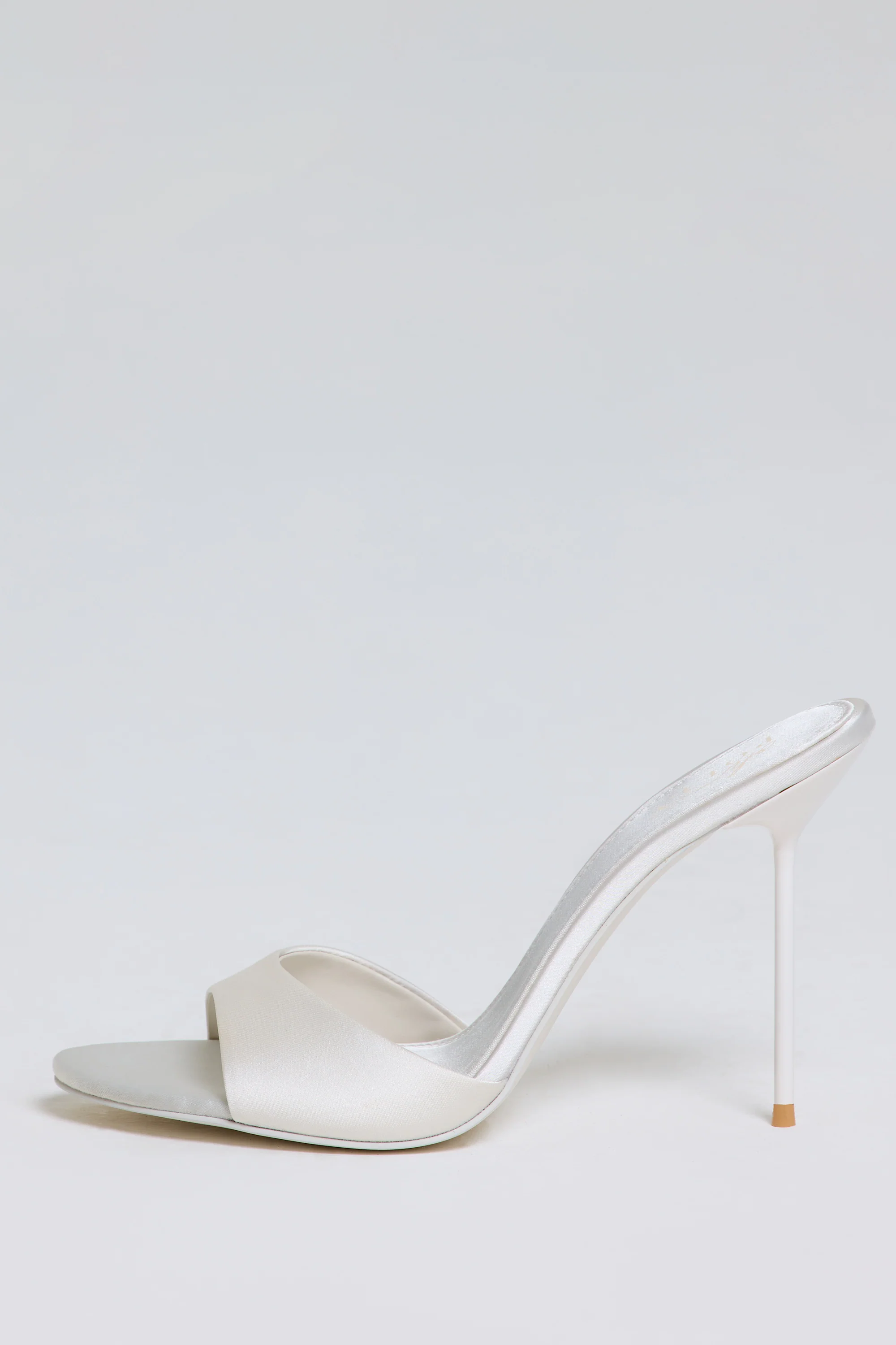 Heeled Mule Sandal in Pearl White