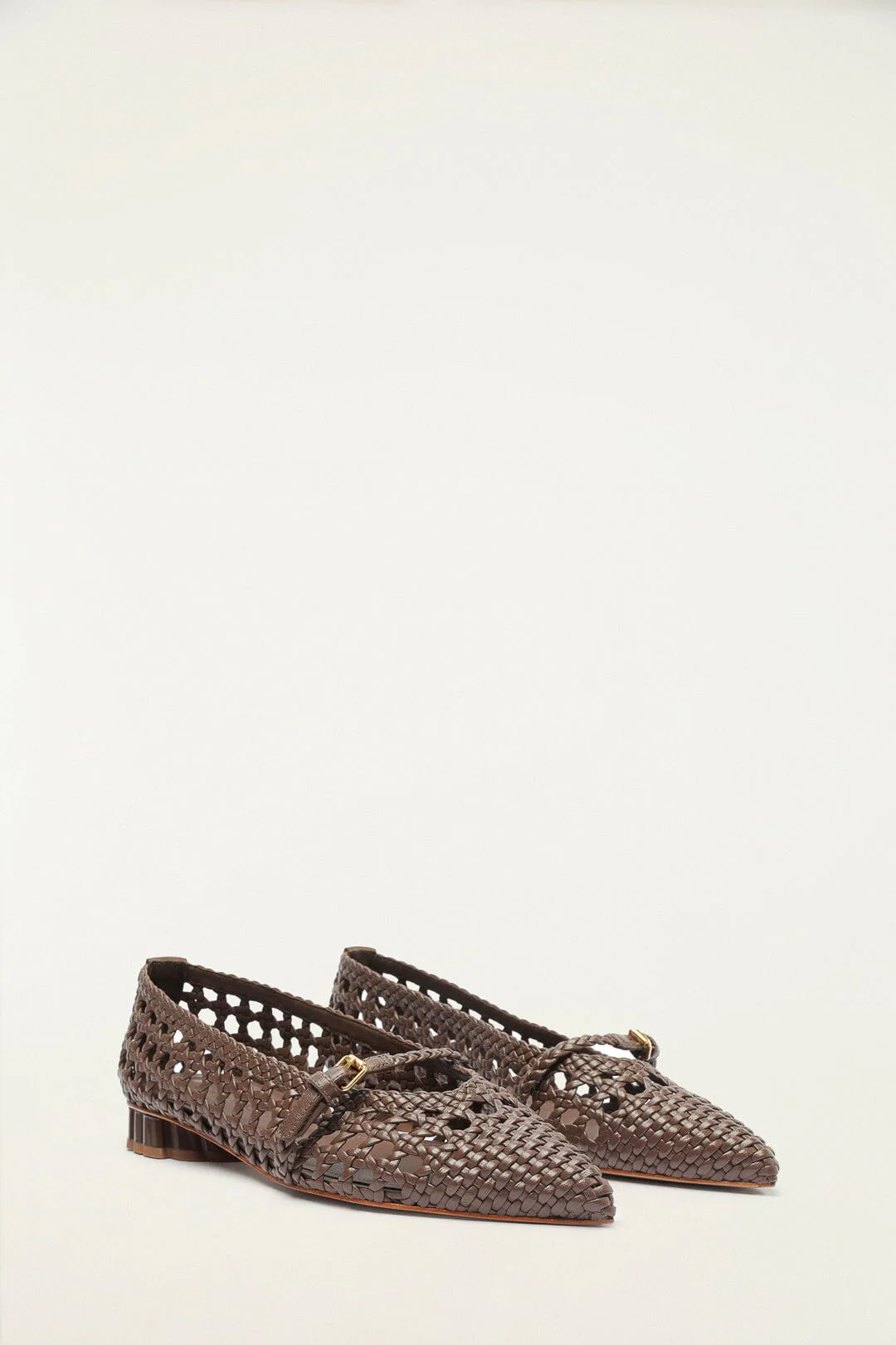 Brown Woven Mary Jane Ballerina