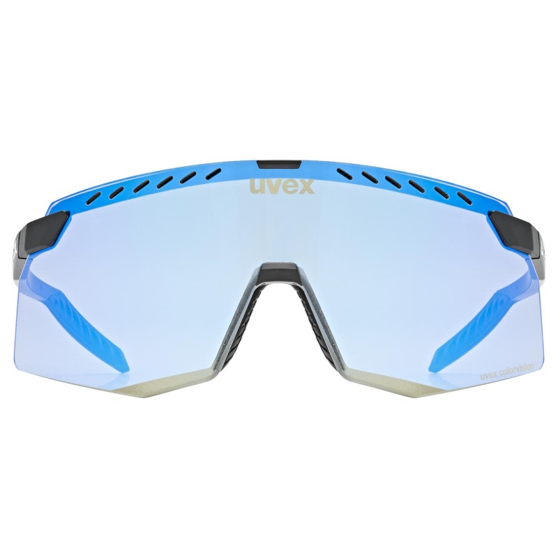 Uvex pace stage CV Cycling Glasses - black matt/mirror blue colorvision - 2025
