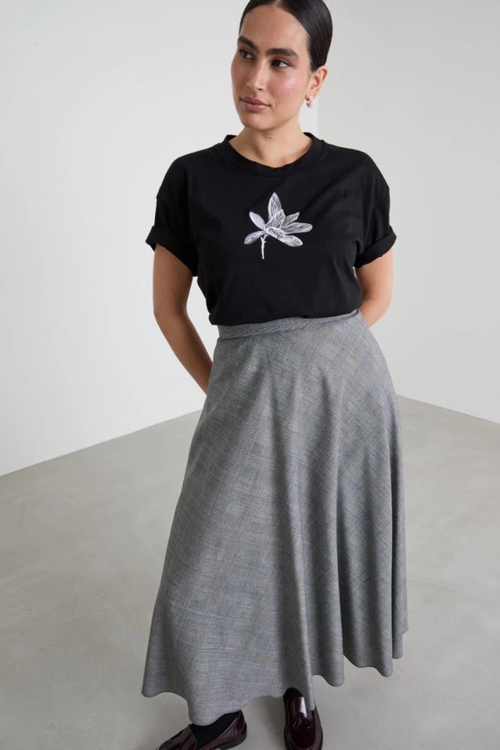 Embroidered jersey T-shirt - BLACK