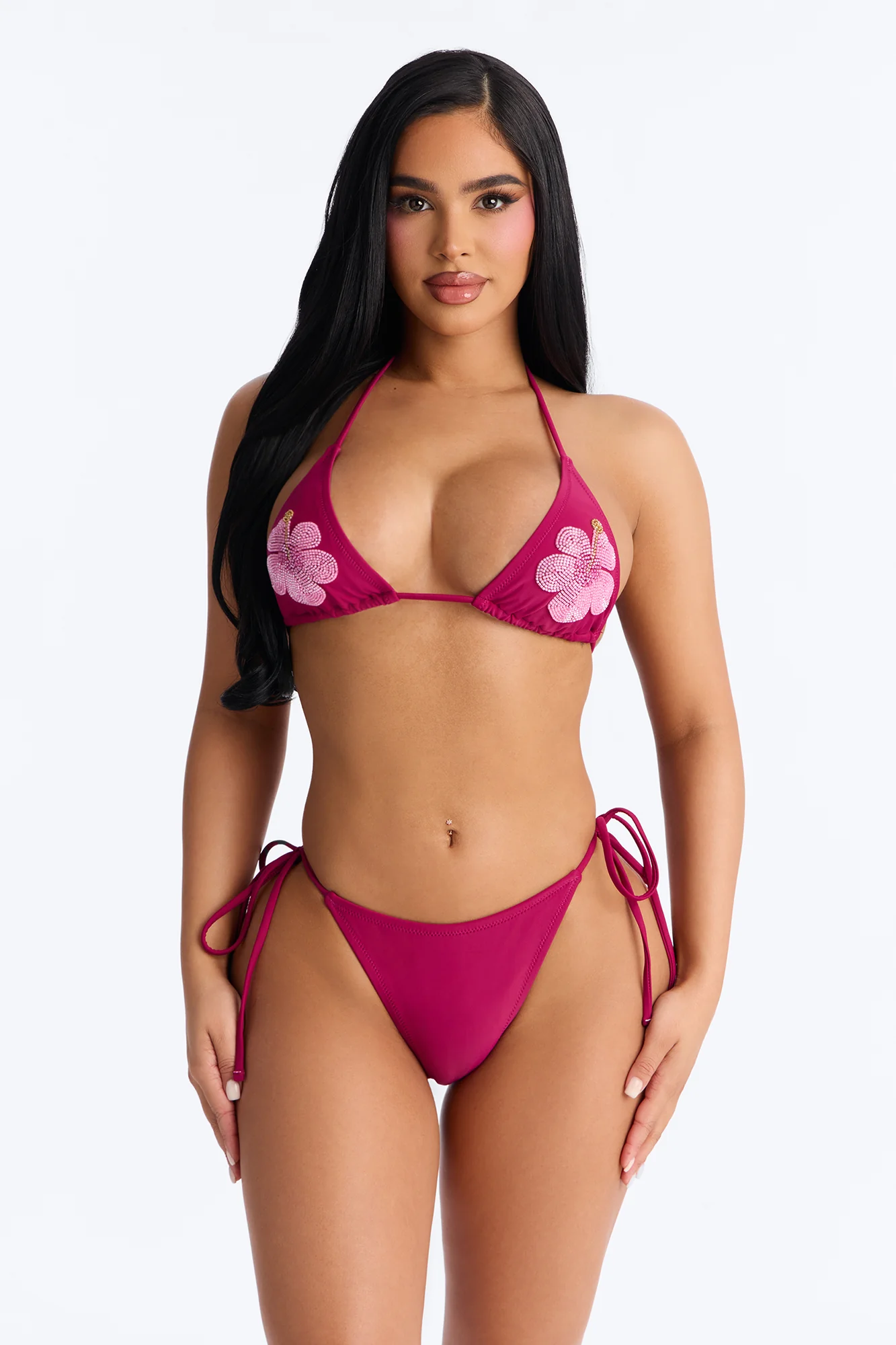 Andrea Floral 2 Piece Bikini - Wine/combo