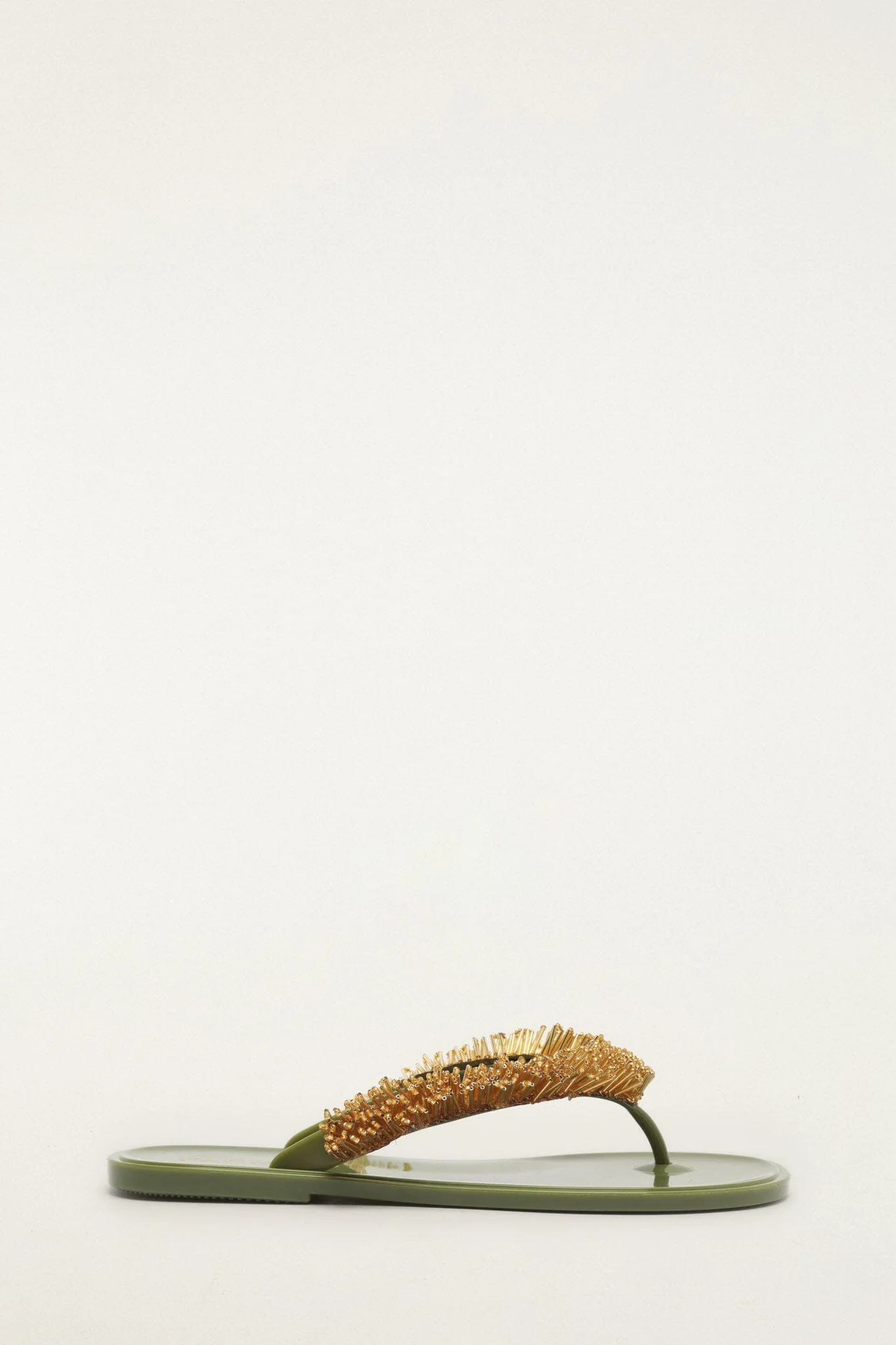 Green Beaded Splash Jelly Sandal
