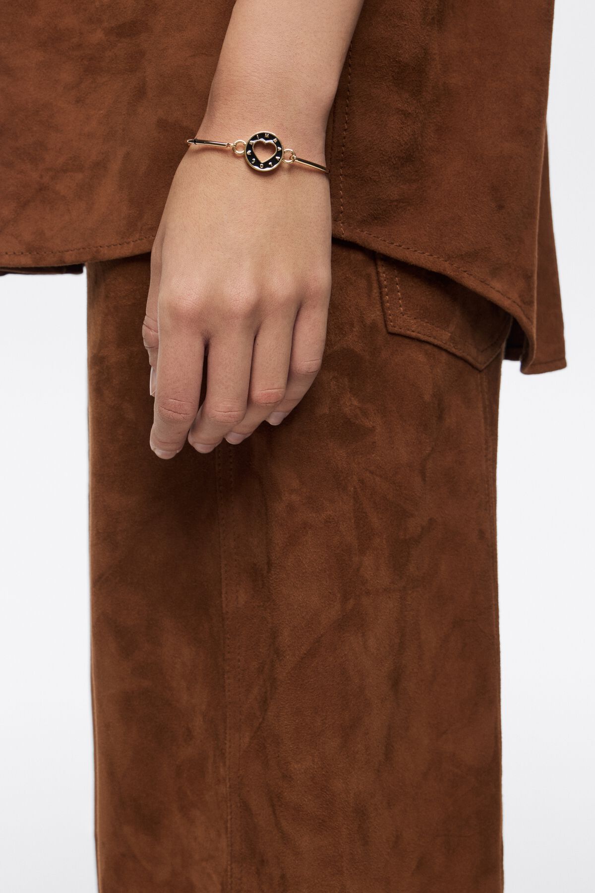 Black heart logo rigid bracelet