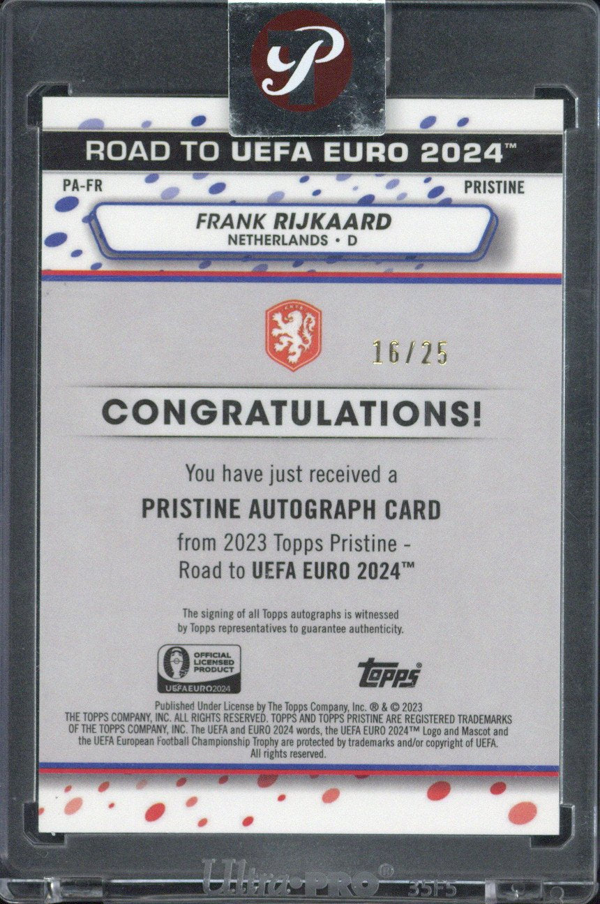 2023 Topps Pristine Road To UEFA Euro Frank Rijkaard Auto Orange 16/25 #PA-FR