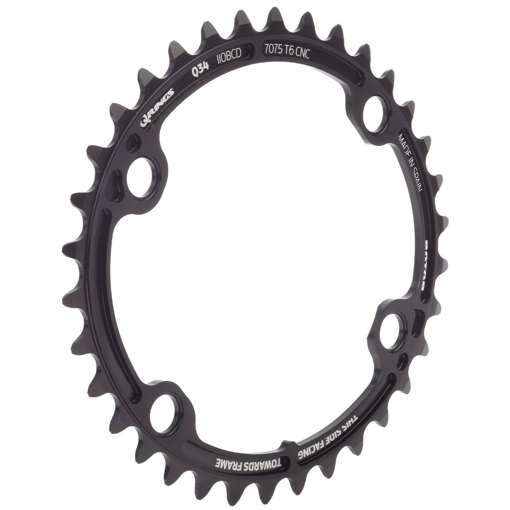 Rotor Q-Rings ALDHU 3D+ Inner Road Chainring - BCD 110x4 - oval - black