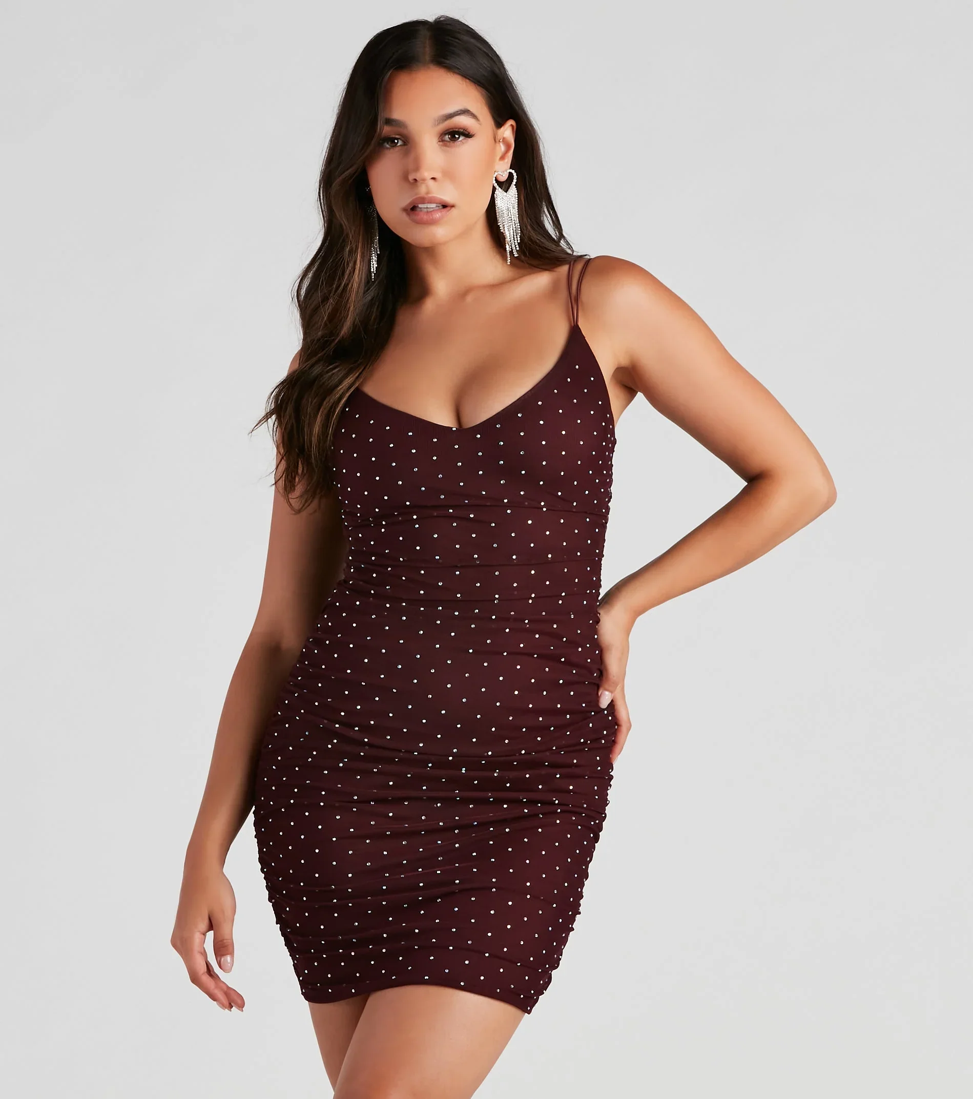 Kylie Rhinestone Mesh Mini Dress