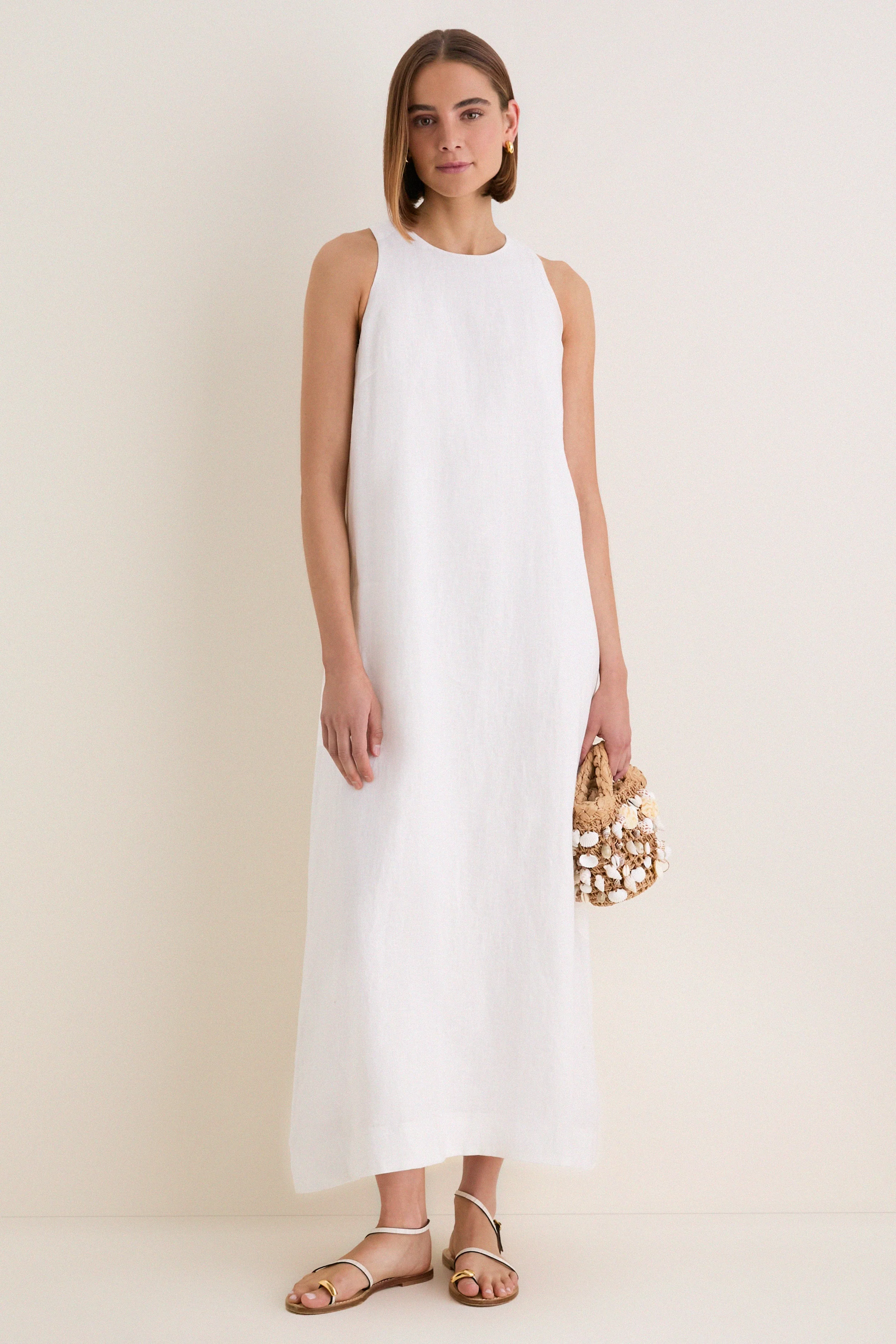 White Linen Portia Dress