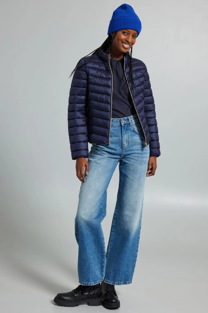 Padded jacket with high collar - NIGHT BLUE