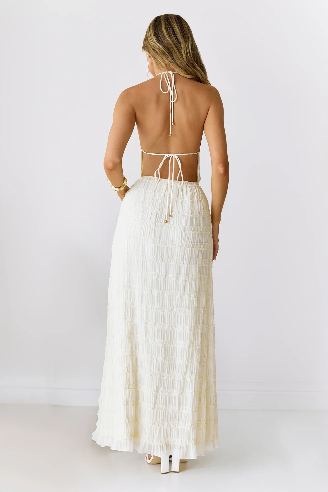 Sultry Samba Halter Maxi Dress Cream