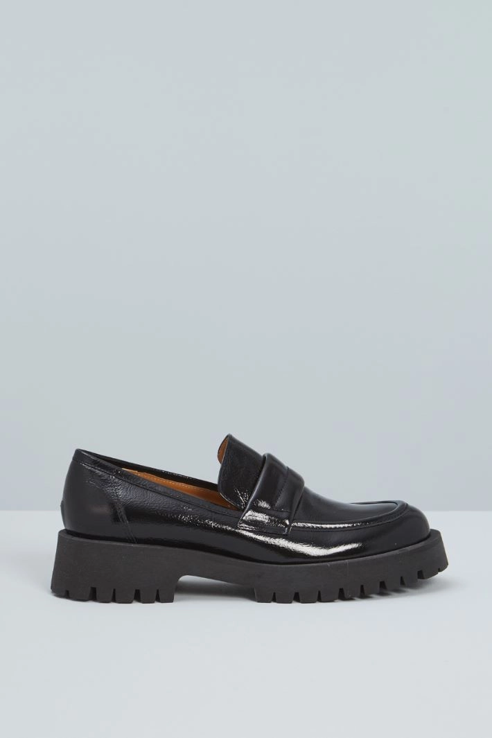 Moccasins with trekking sole - BLACK