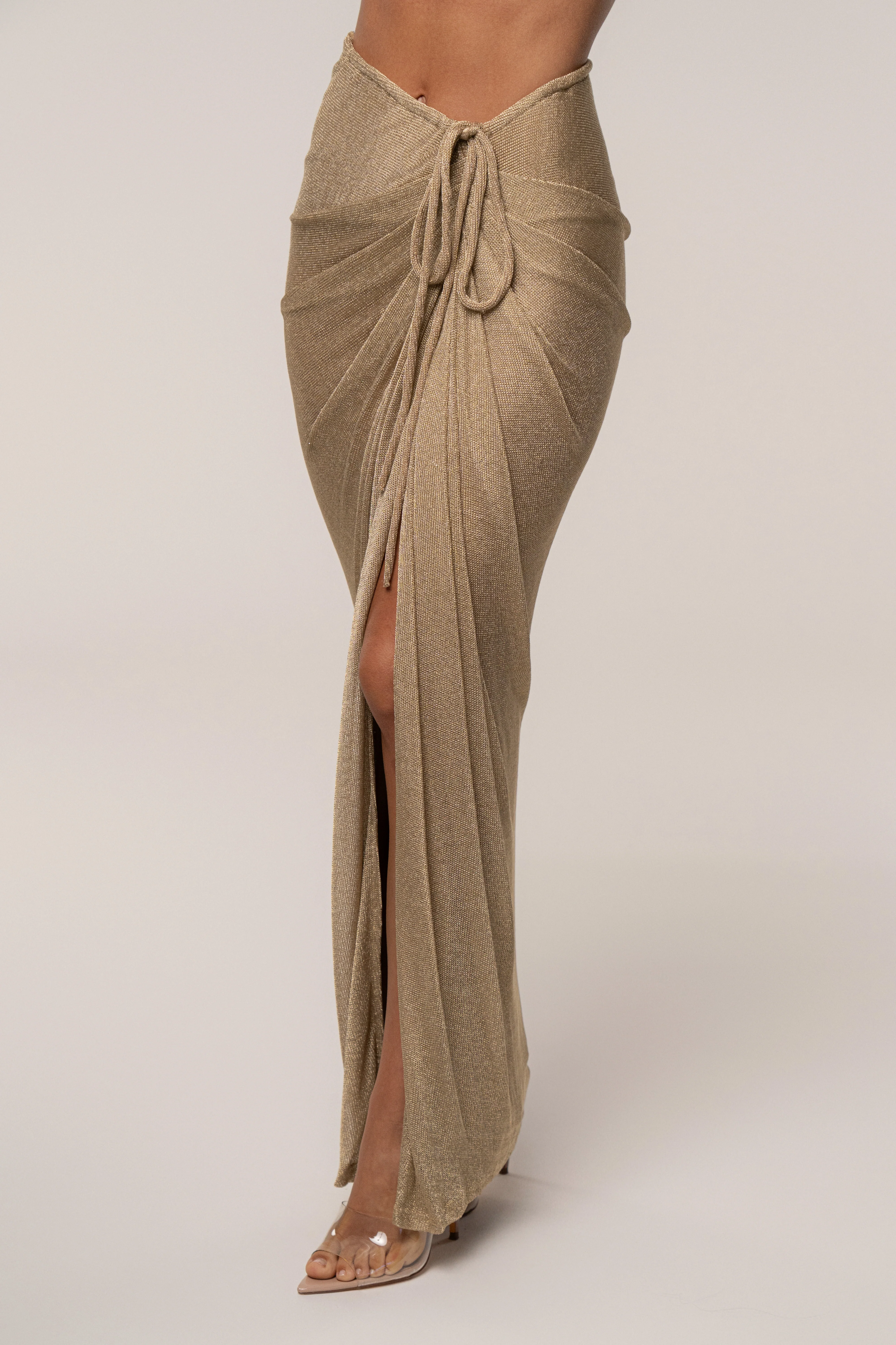 Gold Noelia Metallic Slit Skirt
