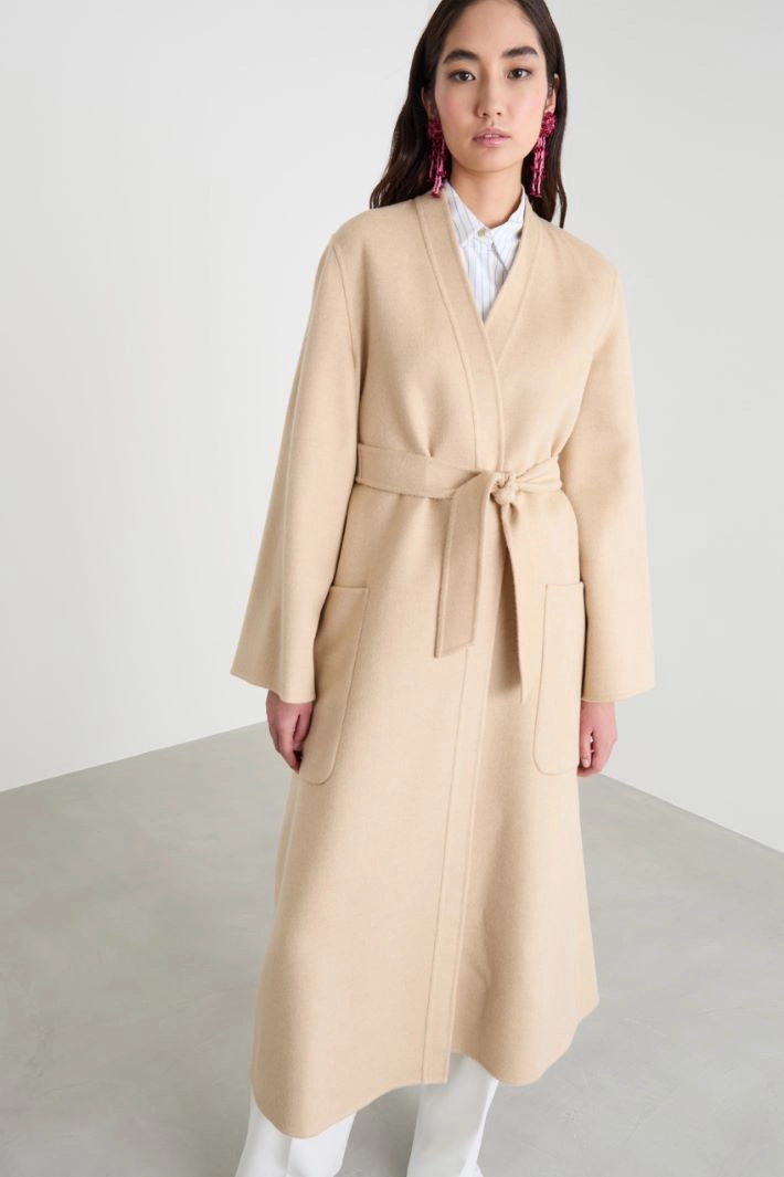 Double-faced camel hair robe coat - BEIGE