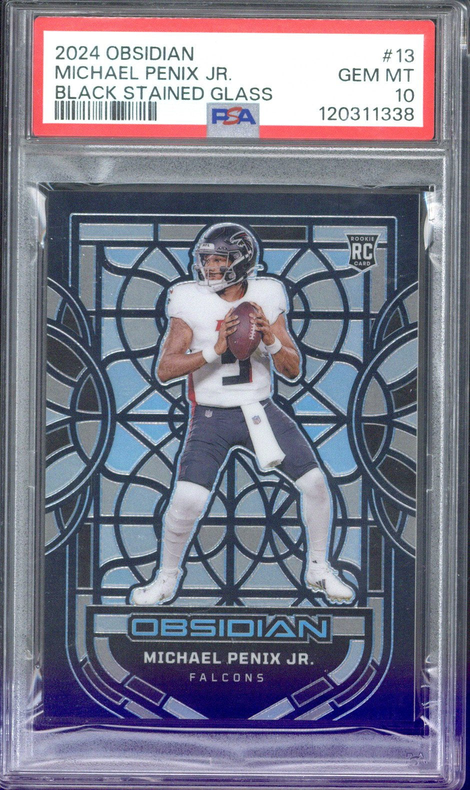 2024 Panini Obsidian Michael Penix Jr. Black Stained Glass #13 PSA 10