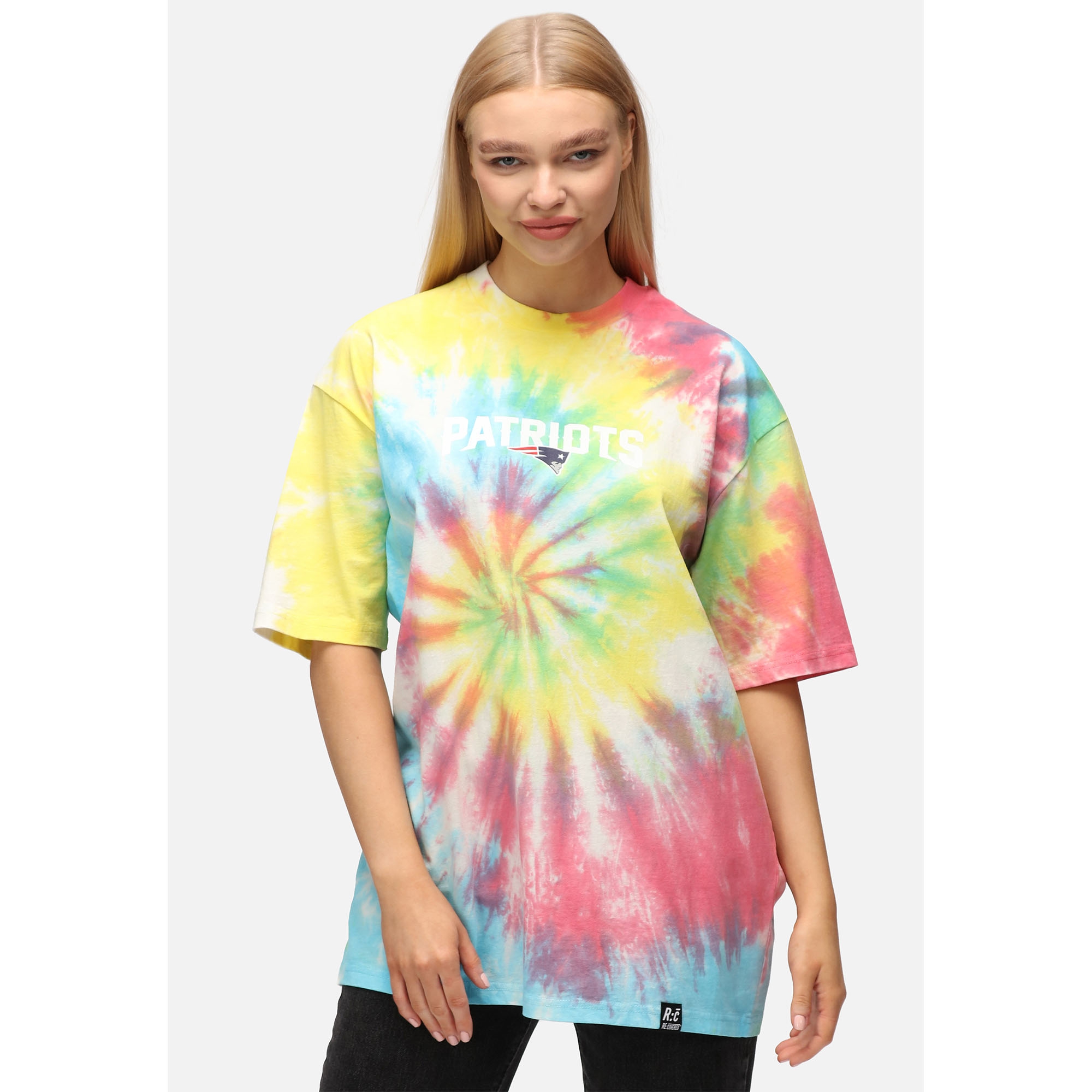 New England Patriots Rainbow Tie-Dye Recovered Relaxed NFL T-Shirt