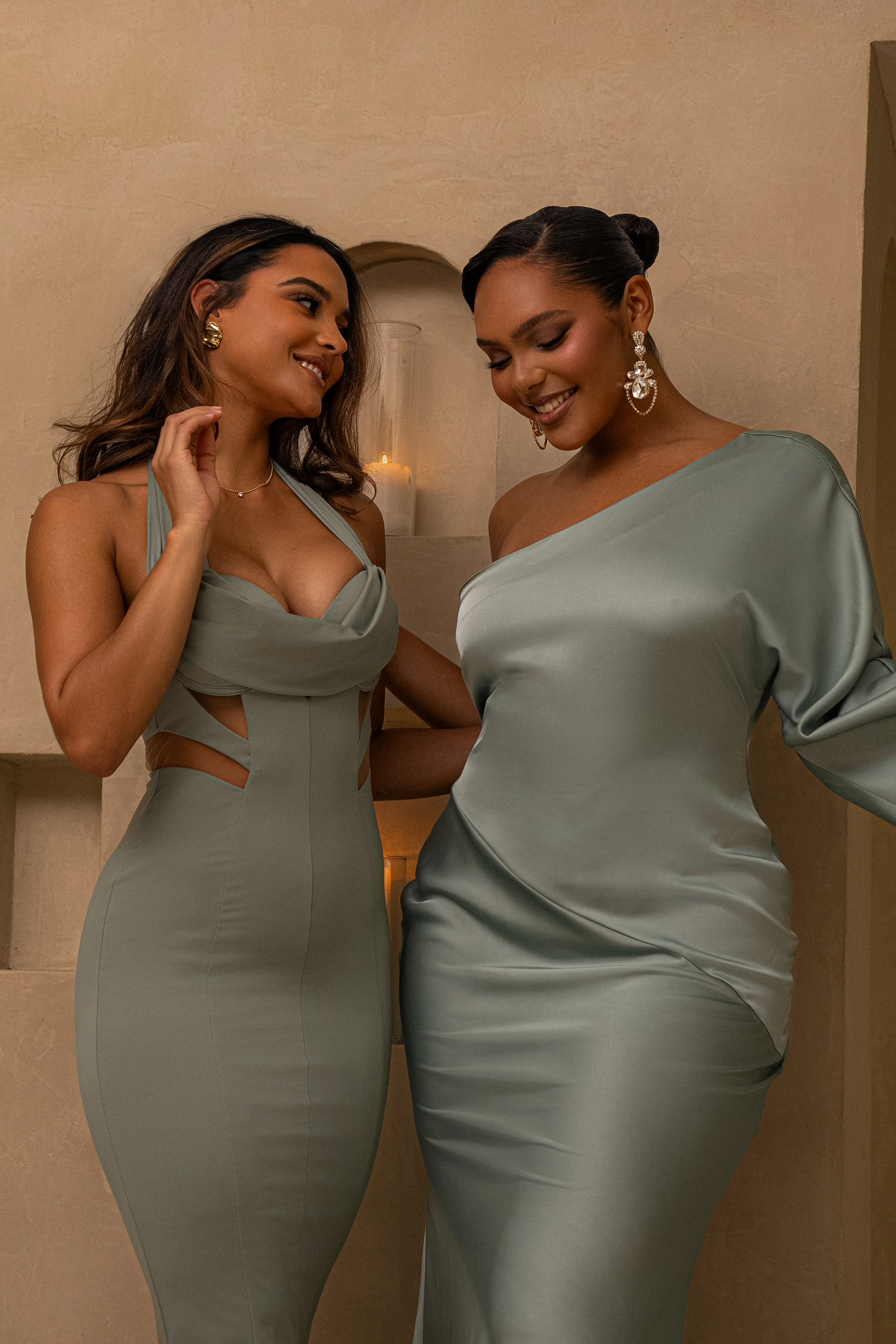 Sage Femme Drape Maxi Dress