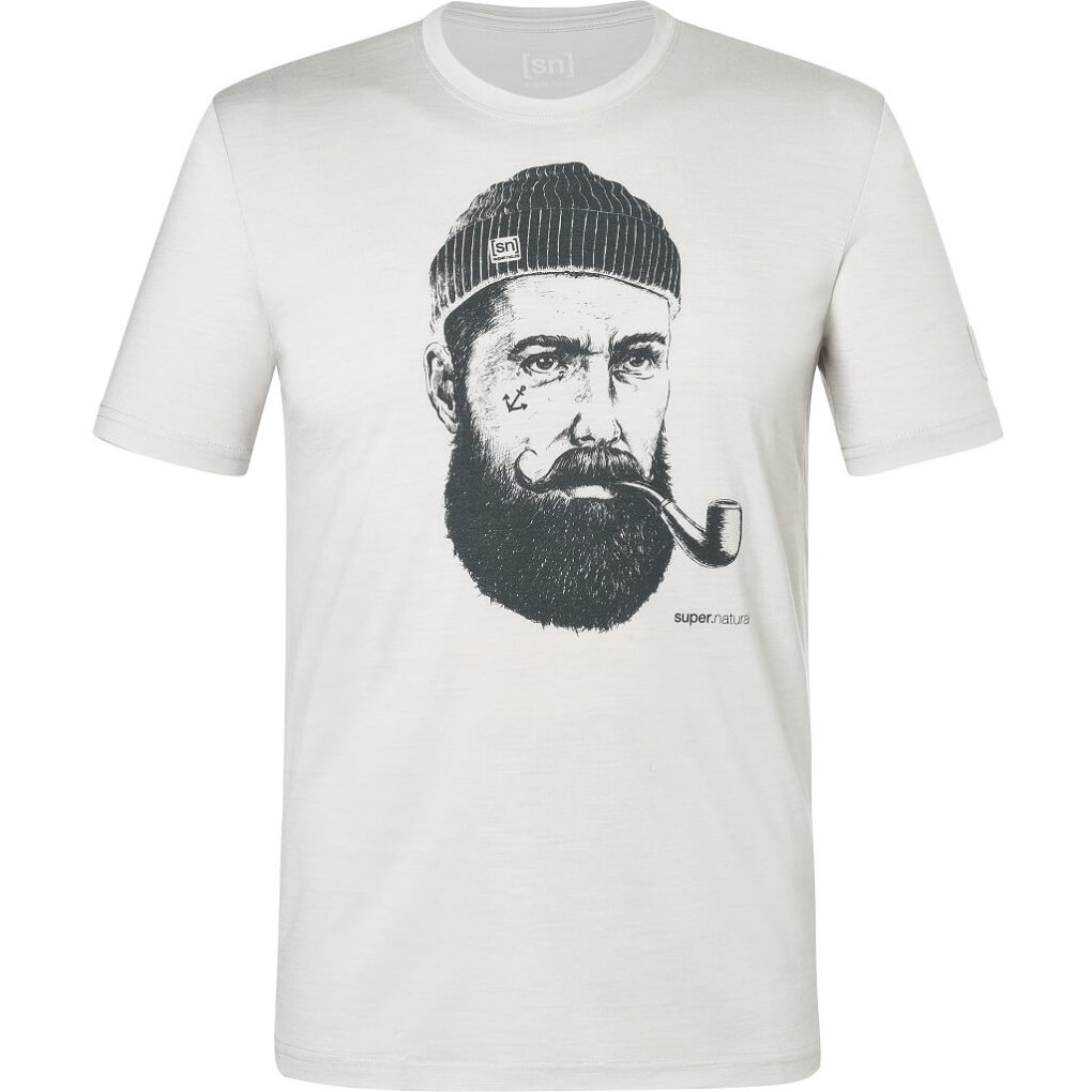 SUPER.NATURAL SN Sailor Bio Tee Men - White Stone Melange/Turbulence Blue