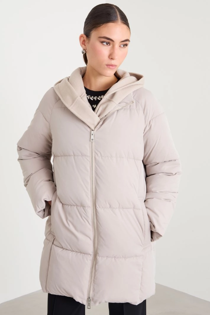 Padded jacket with hood - SAND