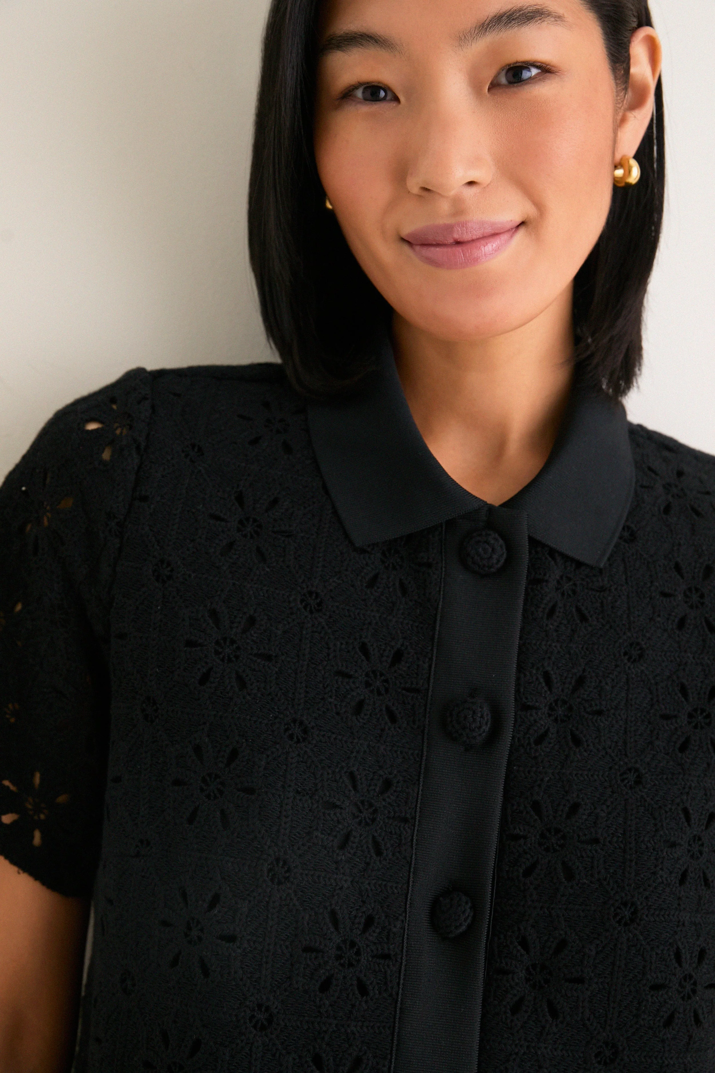 Noir Crochet Tile Jeanine Shift Dress