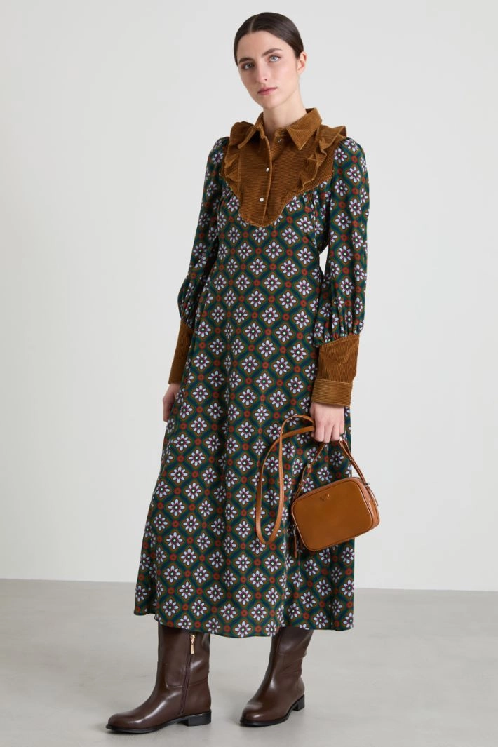 Long silk crepe dress - CAMEL