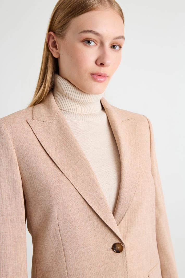 Basketweave mélange blazer - CAMEL