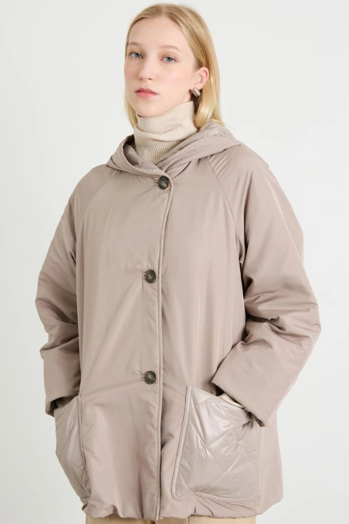 Reversible hooded jacket - LIGHT GREY