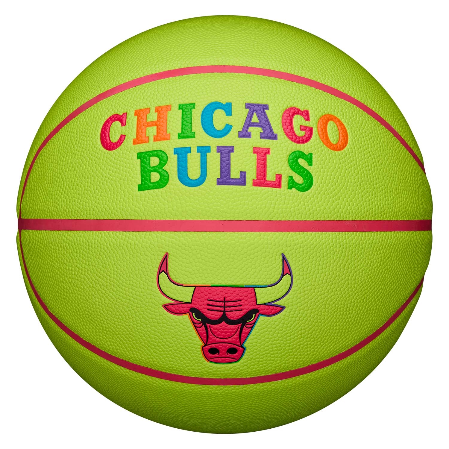 Chicago Bulls Neon Pop NBA Basketball (Size 7)