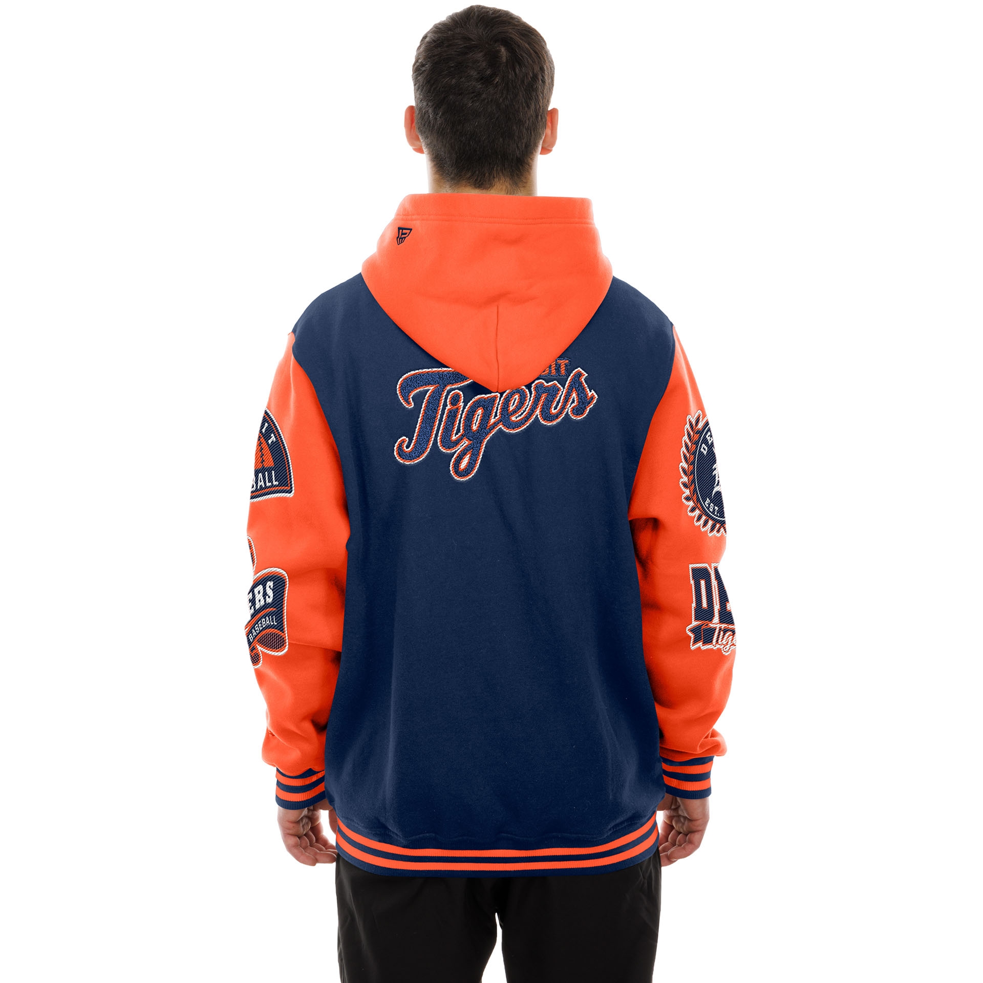 Detroit Tigers Full Snap Patch Jacket Navy/Orange