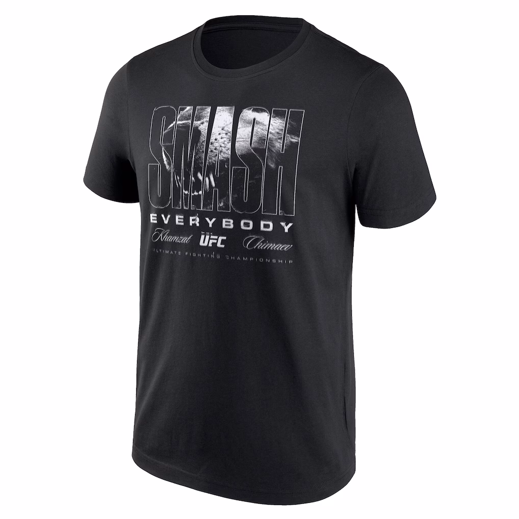 UFC Khamzat Chimaev Smash Everybody White T-Shirt - Black - Mens