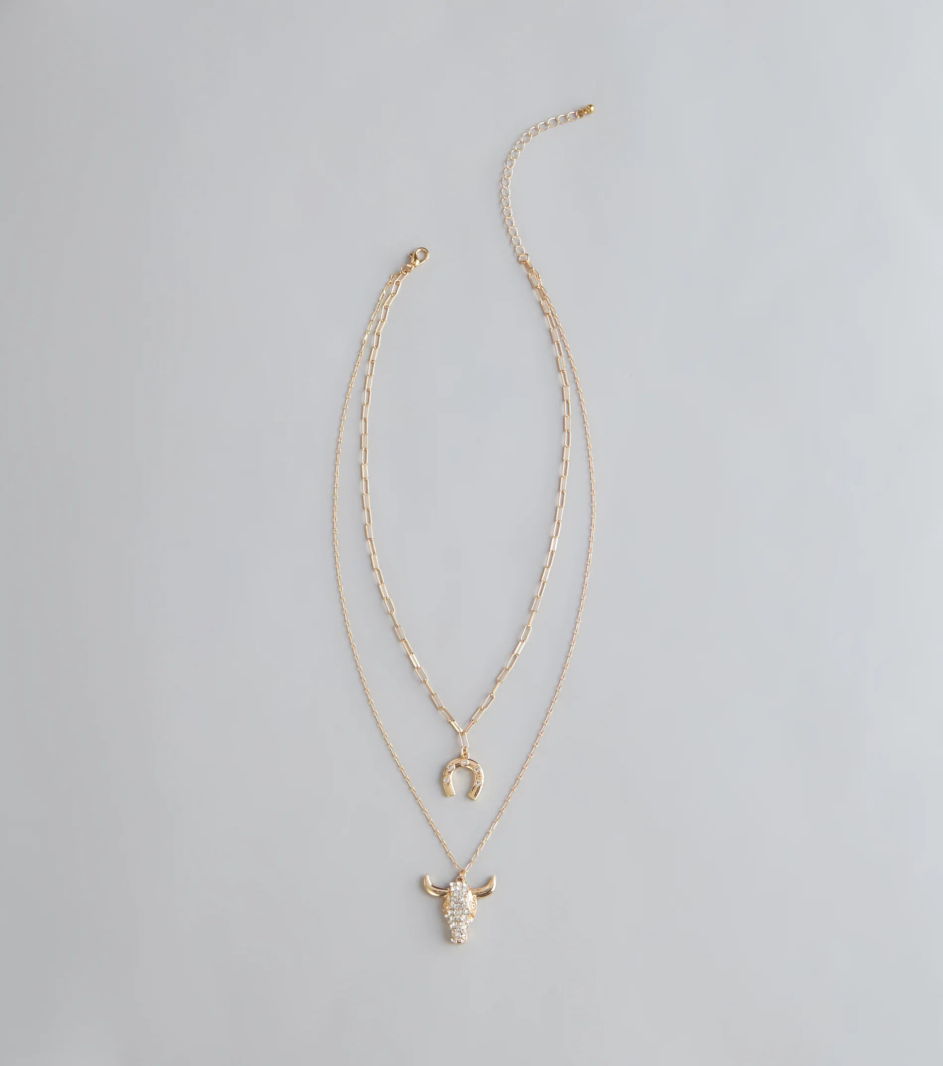 Rodeo Glow Skull And Horseshoe Necklace