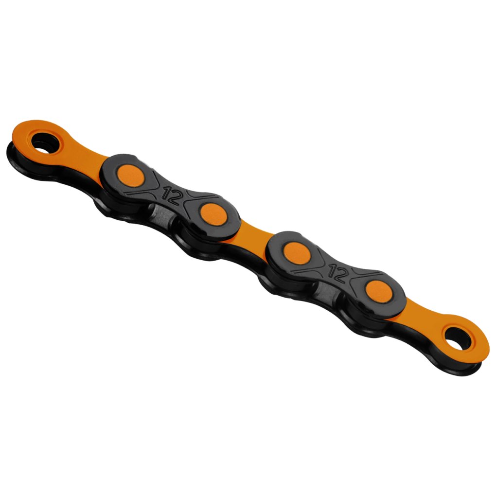 KMC DLC Chain - WAXED | 12-speed - black/orange