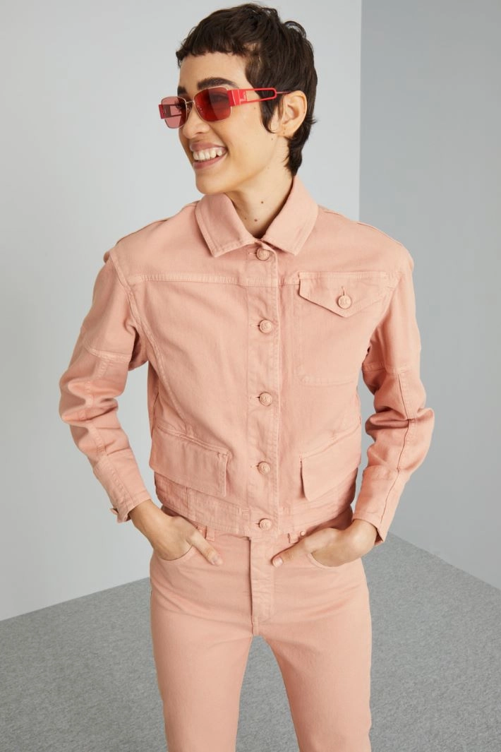 Bull cotton cropped jacket - LIGHT PINK