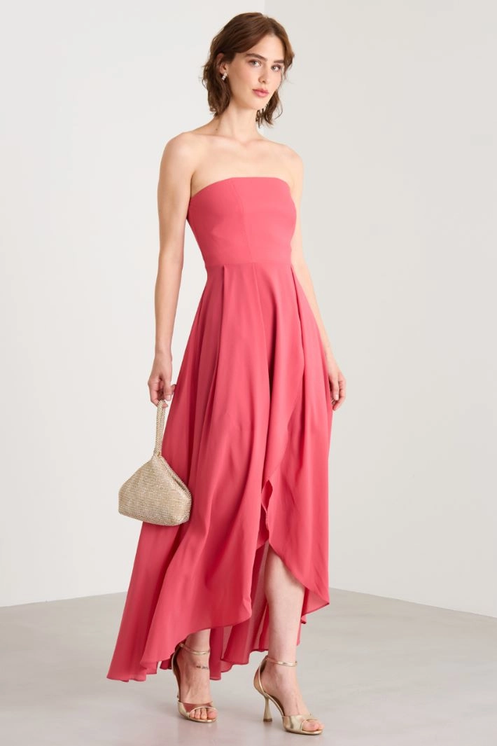 Asymmetrical georgette dress - STRAWBERRY PINK