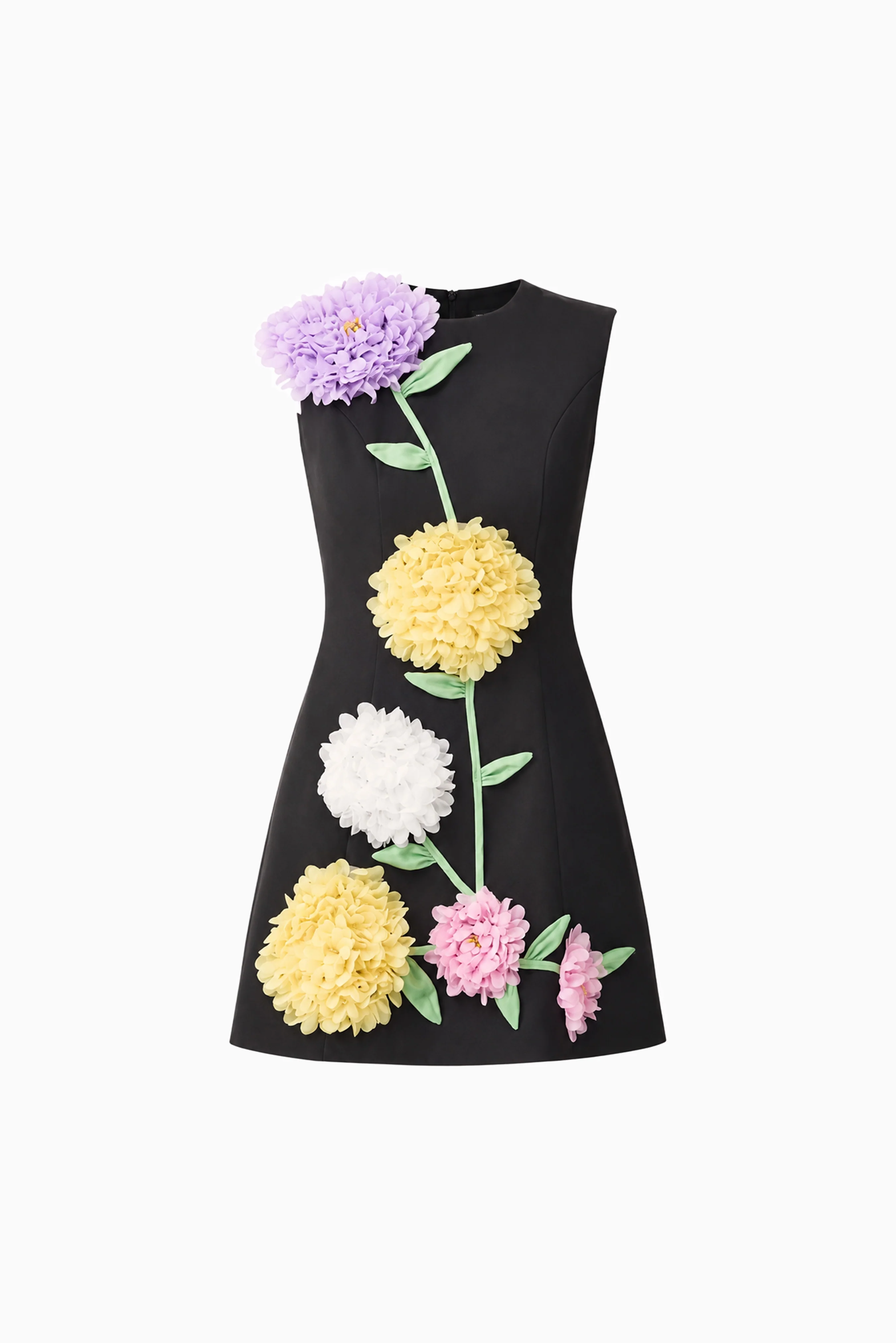 Buttercup Embroidered Mini Dress in Black