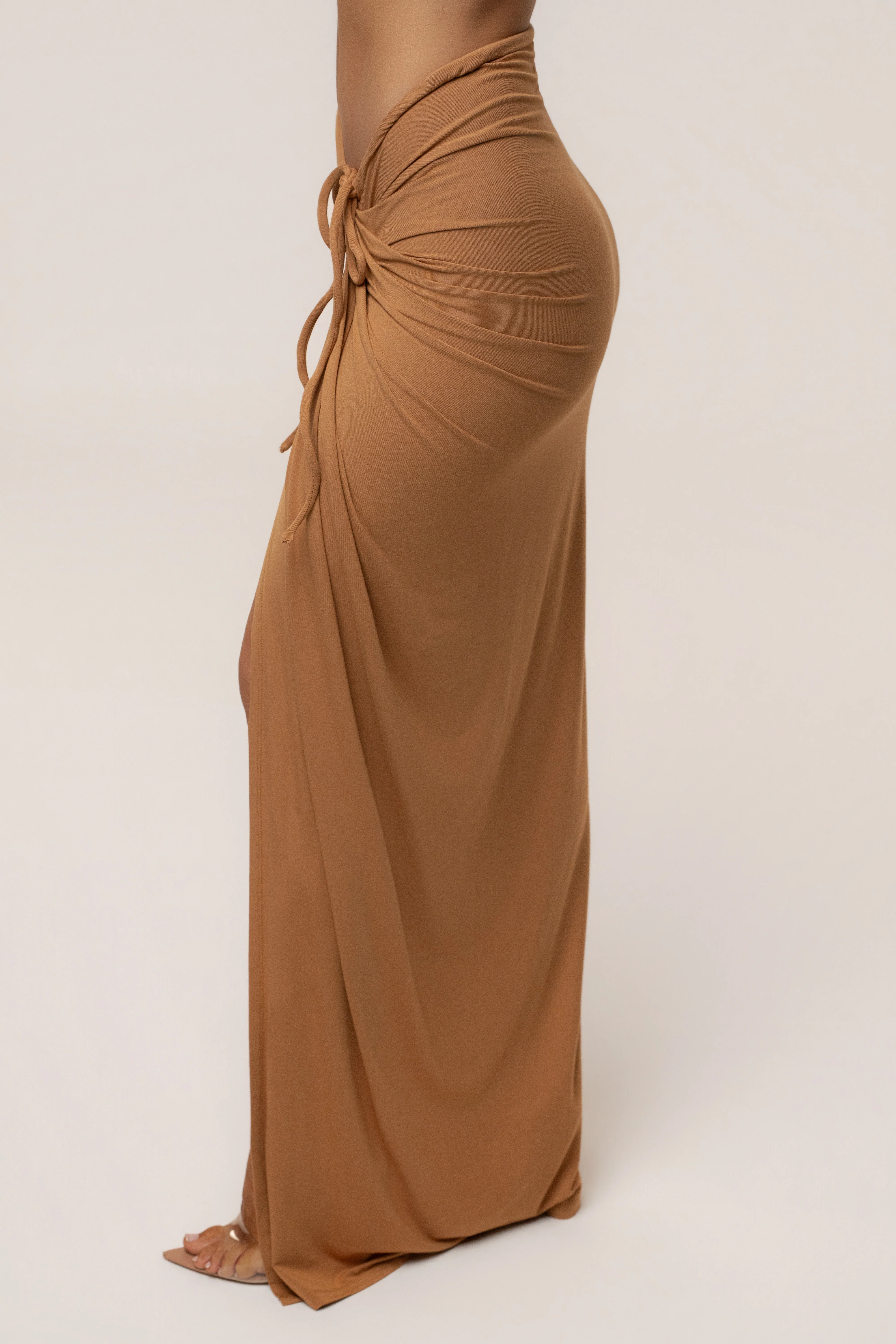 Tan Island Drape Maxi Skirt