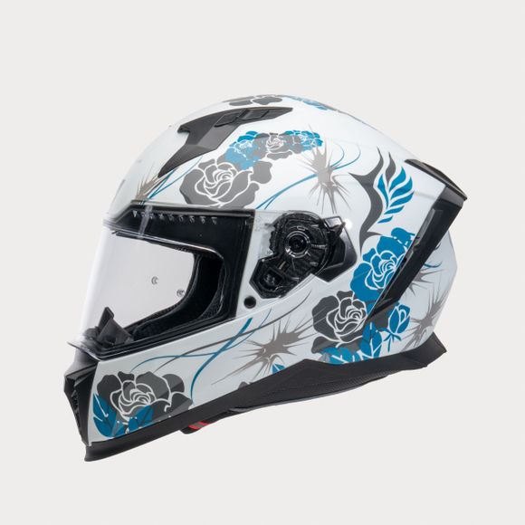DXR EROS FELINE Full Face Helmet - White / BlueRef: DX0691