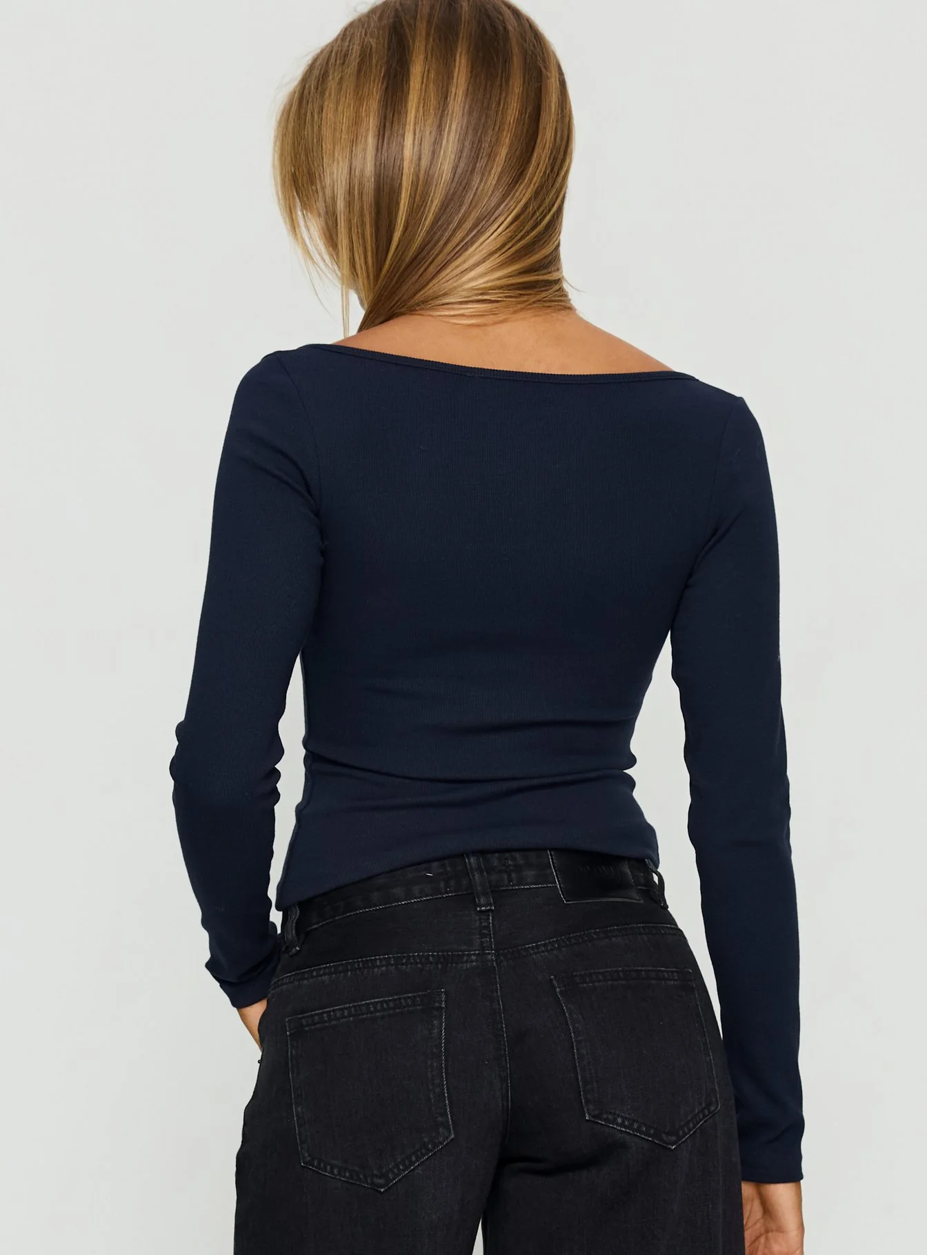 Keslie Long Sleeve Henley Top Navy