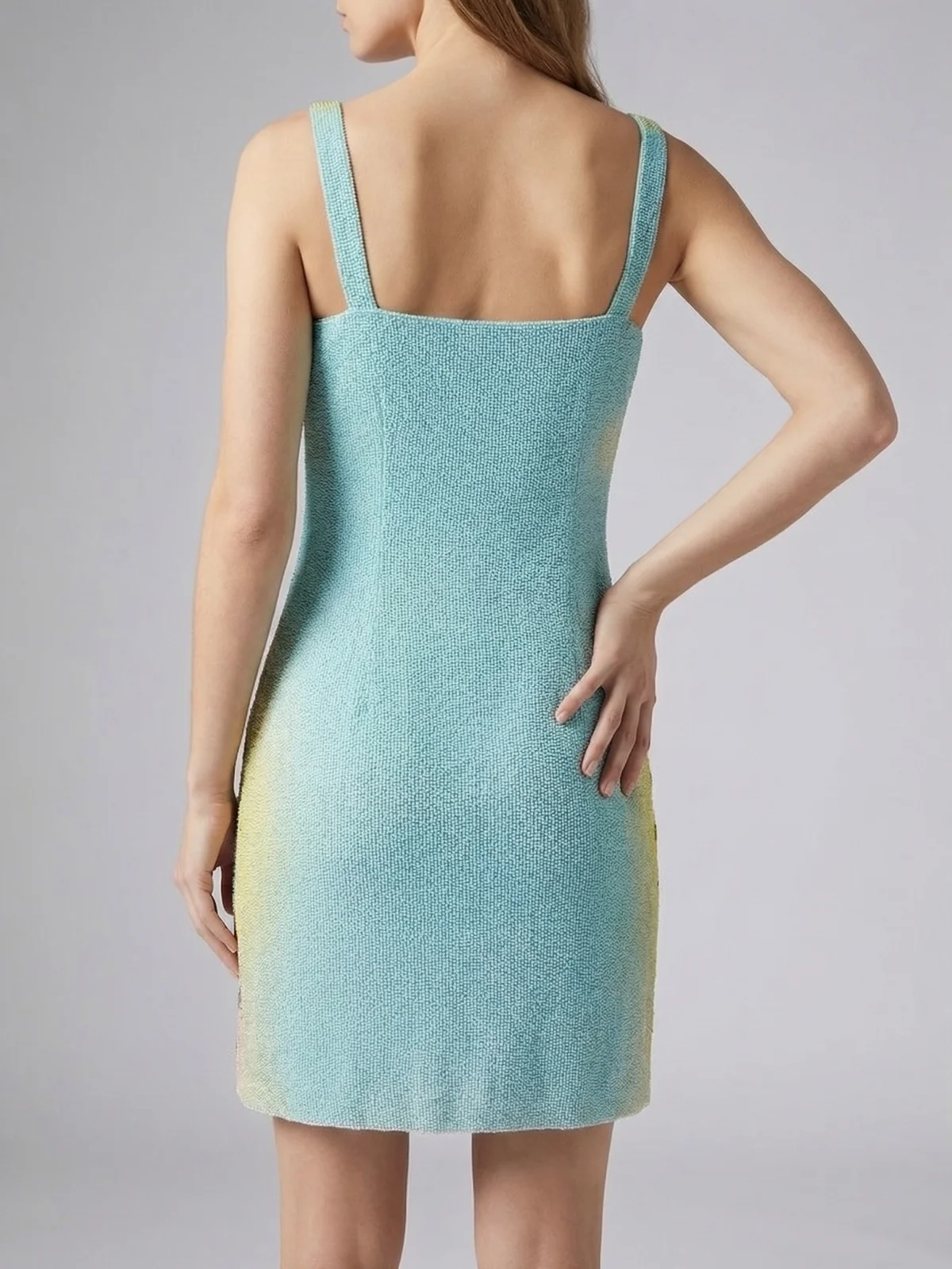 Sunshine Peacock in Jungle Blue Beaded Mini Dress