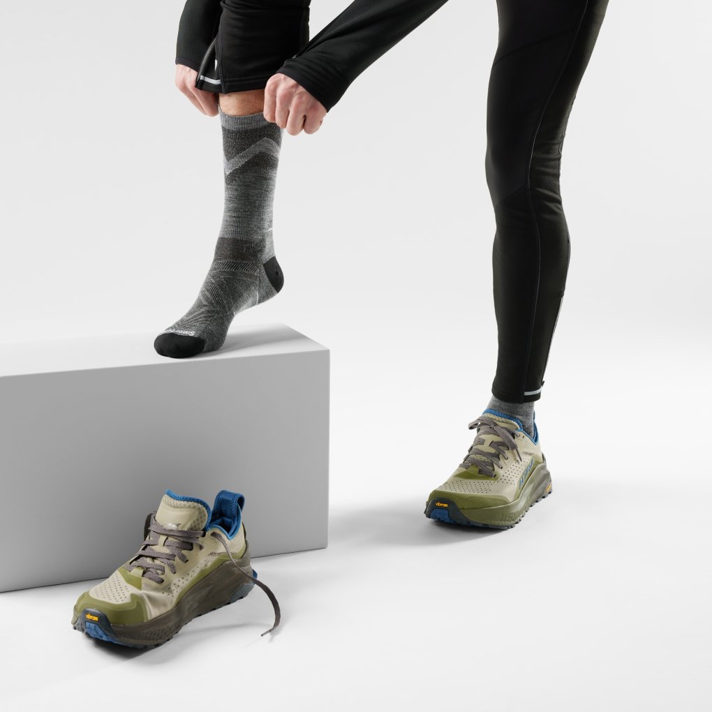 SmartWool Zero Cushion Mid Crew Pattern Running Socks - 039 light gray